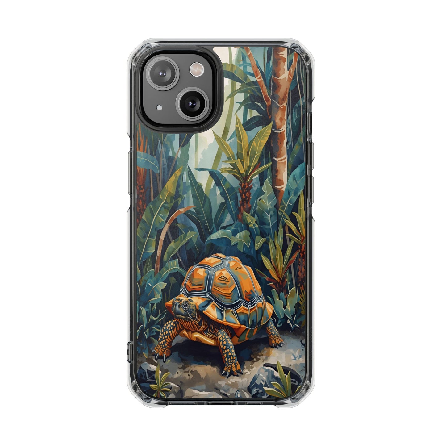 Clear Magnetic Phone Case — Tropical Turtle Art Protective Cover