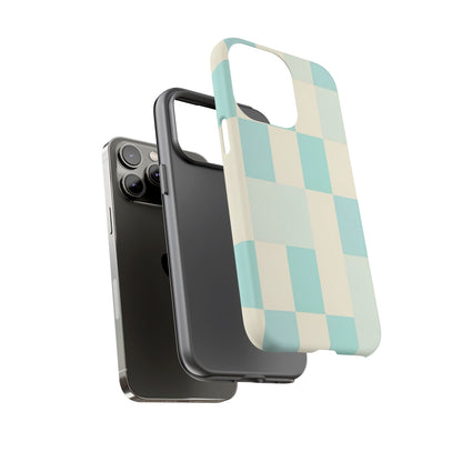Pastel Checkerboard Tough Case – Mint & Cream Protective Phone Cover