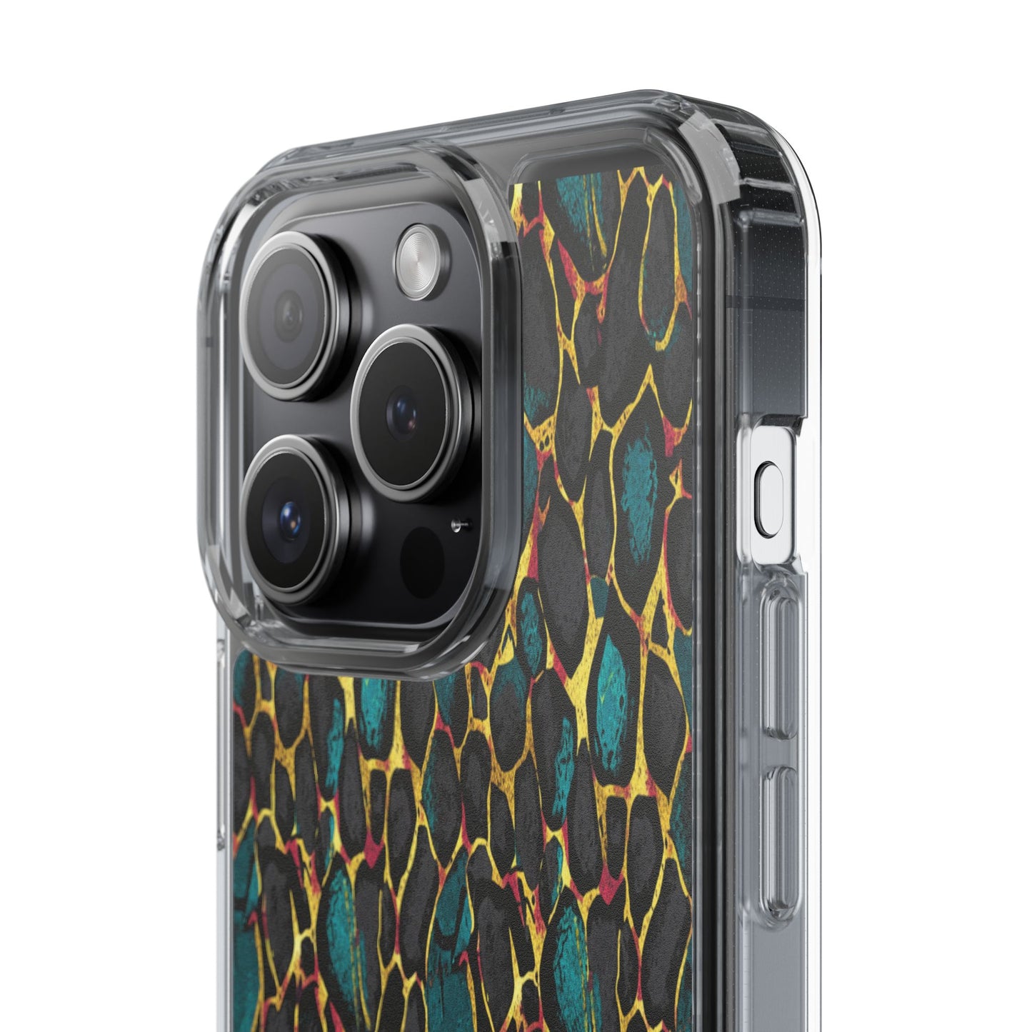 Teal Gold Leopard Clear Phone Case