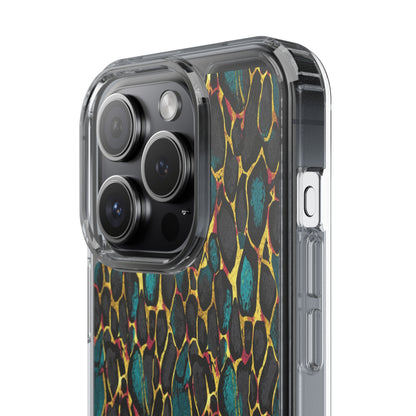 Teal Gold Leopard Clear Phone Case
