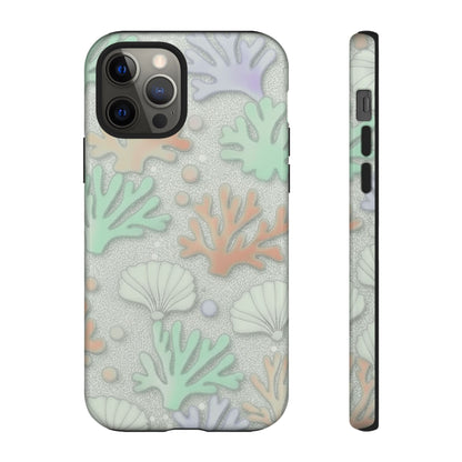 Pastel Coral Reef Tough Phone Case – Sea Shell & Coral Pattern Durable Protector