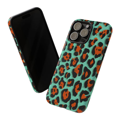 Teal & Rust Leopard Phone Case — Tough Protective Animal Print
