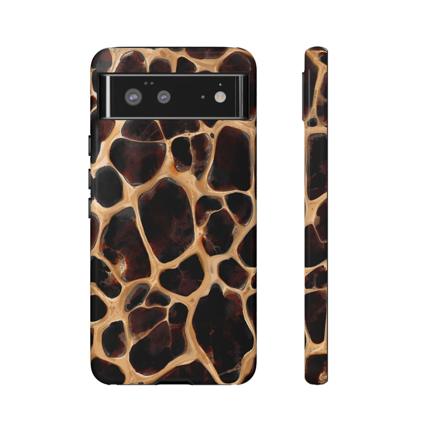 Phone Case — Brown Leather Dot Texture Rugged Protective Cover