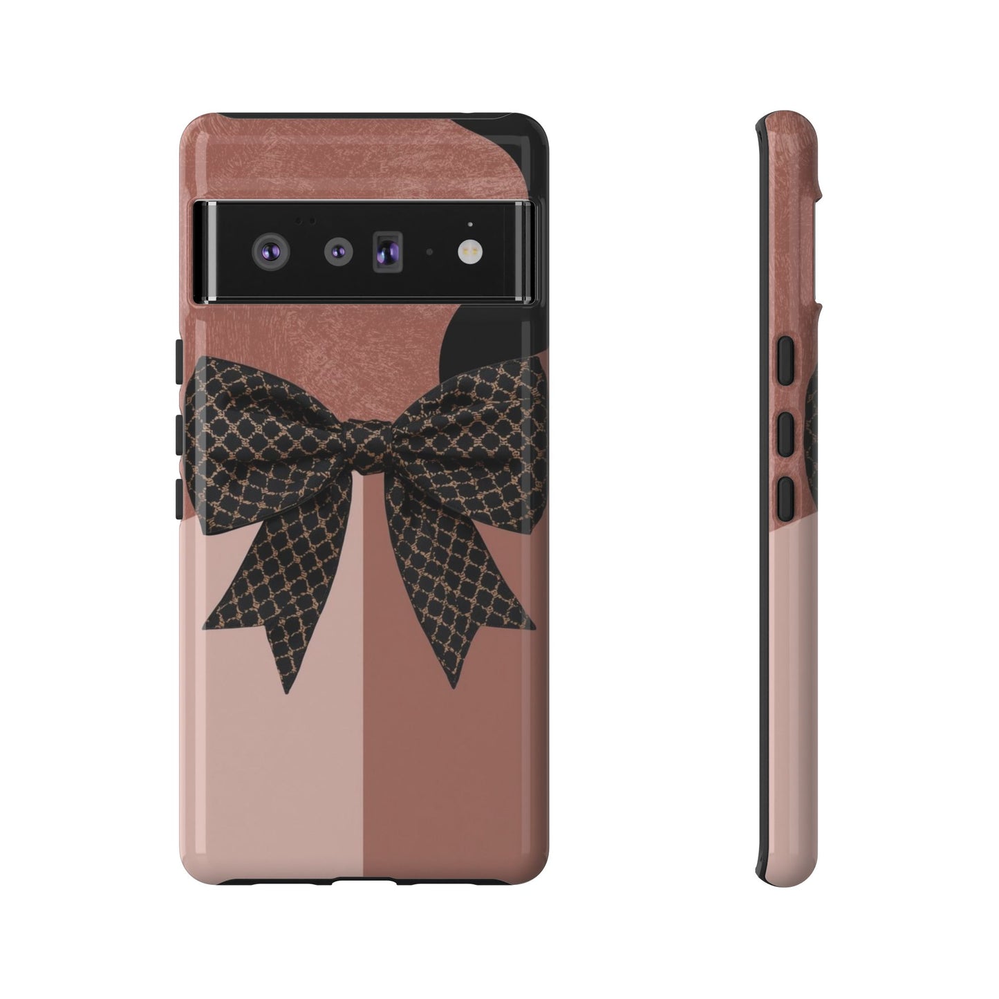 Bow Stripe Tough Phone Case – Pink Mauve Protective Cover