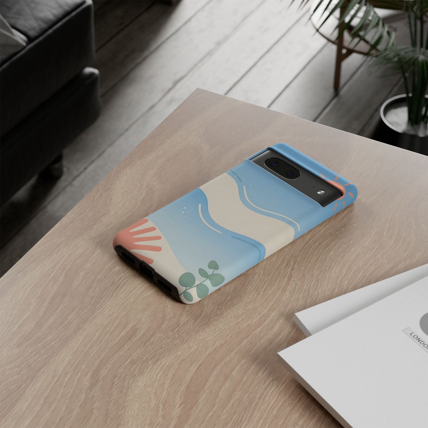 Beach Waves Tough Phone Case — Summer Sun & Seashell Protective Cover