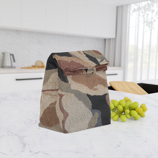 Botanical Abstract Polyester Lunch Bag, Eco-Friendly, Beach Day Essentials, Picnic, Back to School, Vibrant Summer Vibe