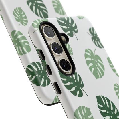 Monstera Leaf Phone Case — Tropical Green Pattern Tough Case