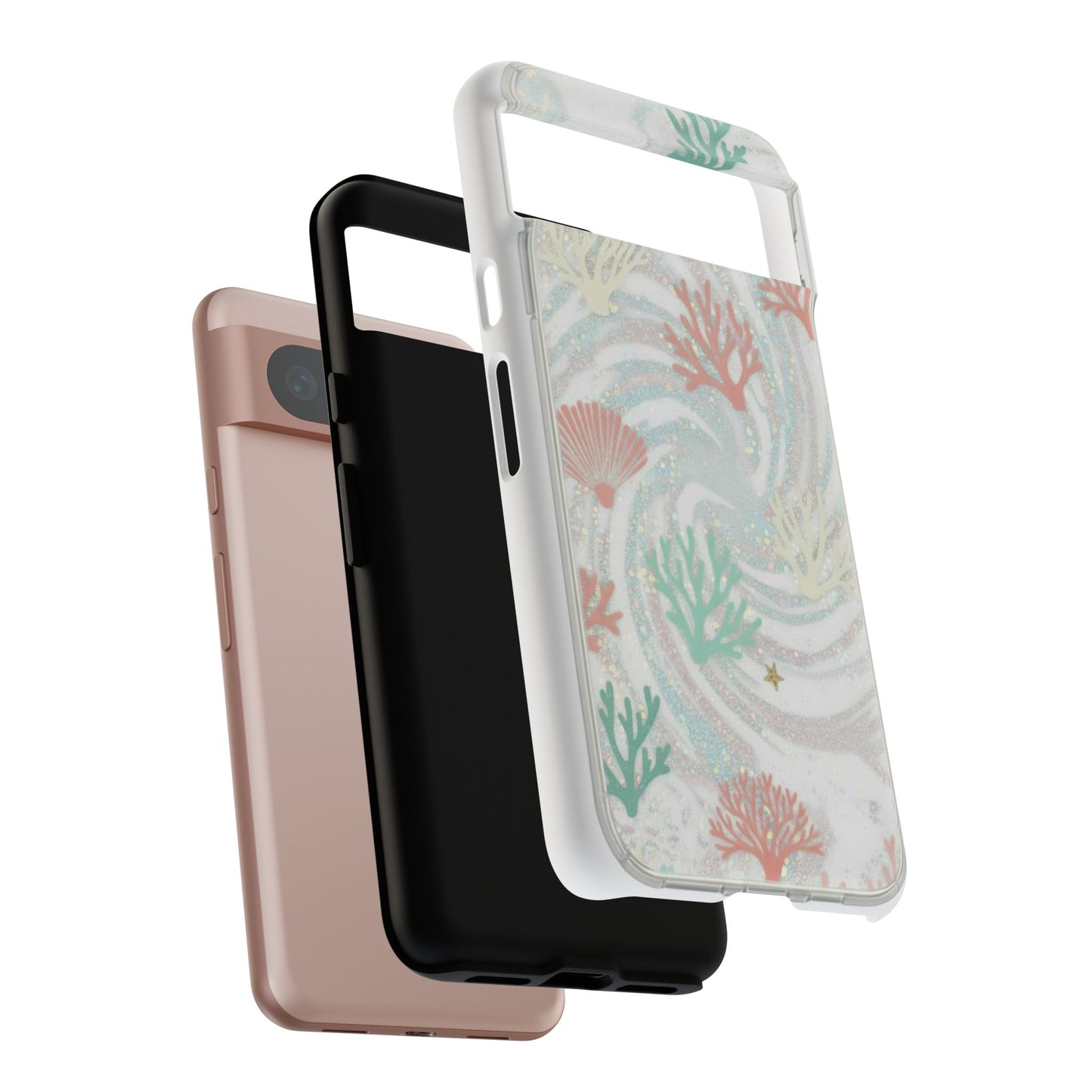 Seafoam Coral Tough Phone Case - Pastel Ocean Wave Design