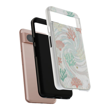 Seafoam Coral Tough Phone Case - Pastel Ocean Wave Design