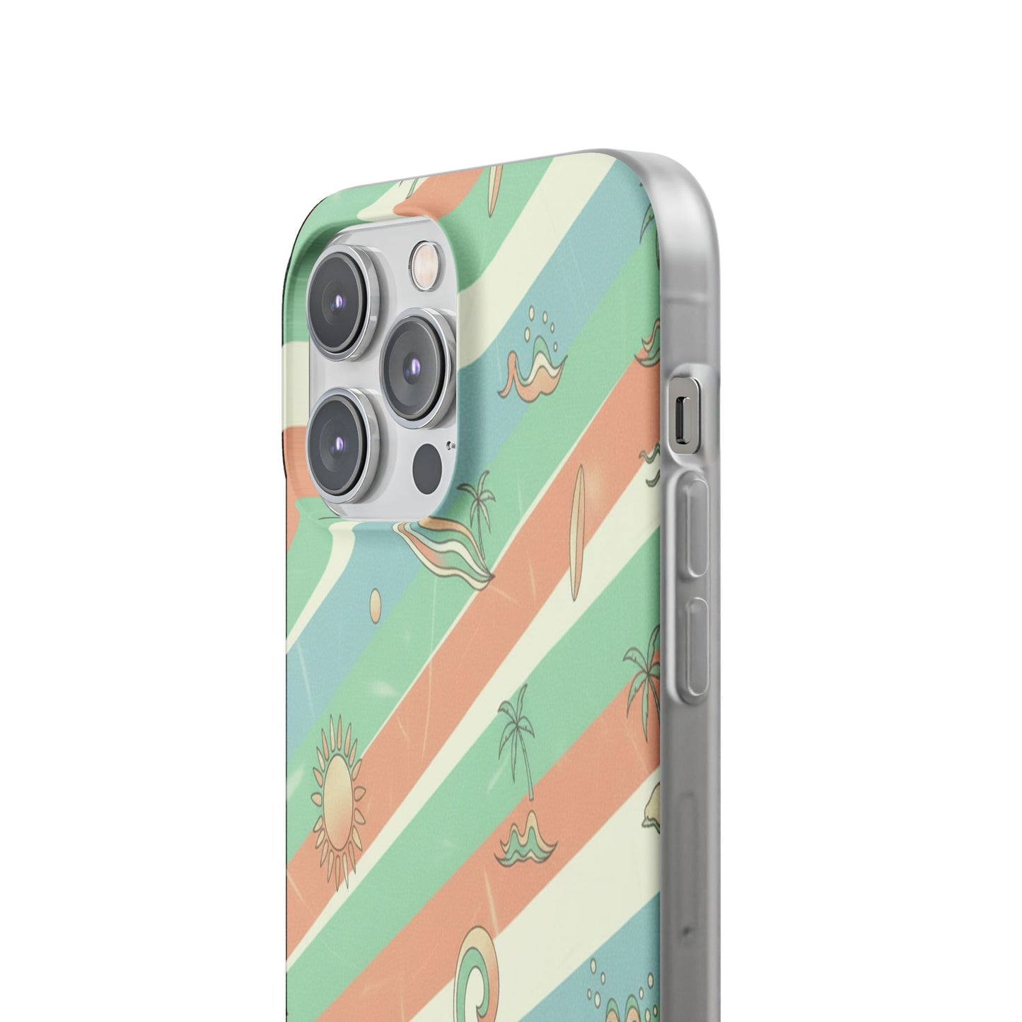 Beach Vibes Phone Case — Retro Pastel Surf & Palm Protective Flexi Case