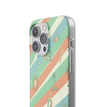 Beach Vibes Phone Case — Retro Pastel Surf & Palm Protective Flexi Case