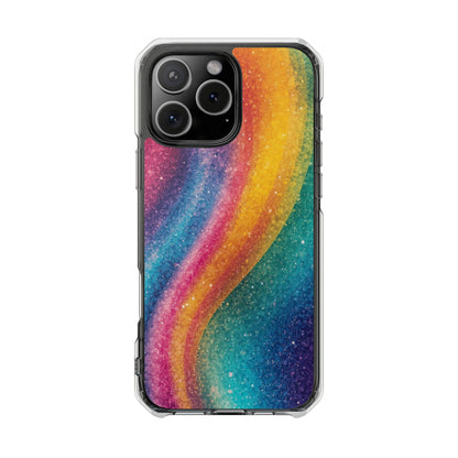 Clear Magnetic Phone Case — Rainbow Glitter Wave Impact-Proof Cover