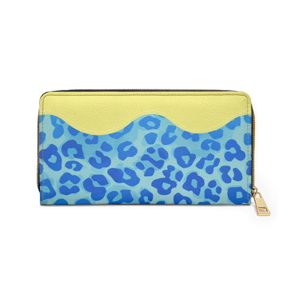 Copy of Blue Leopard Zip Wallet — Yellow Accent Animal Print Women's Wallet