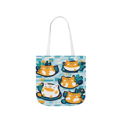 Cute Orange Cat Pattern Canvas Tote Bag — Repeat Kitty Print Grocery & Beach Bag