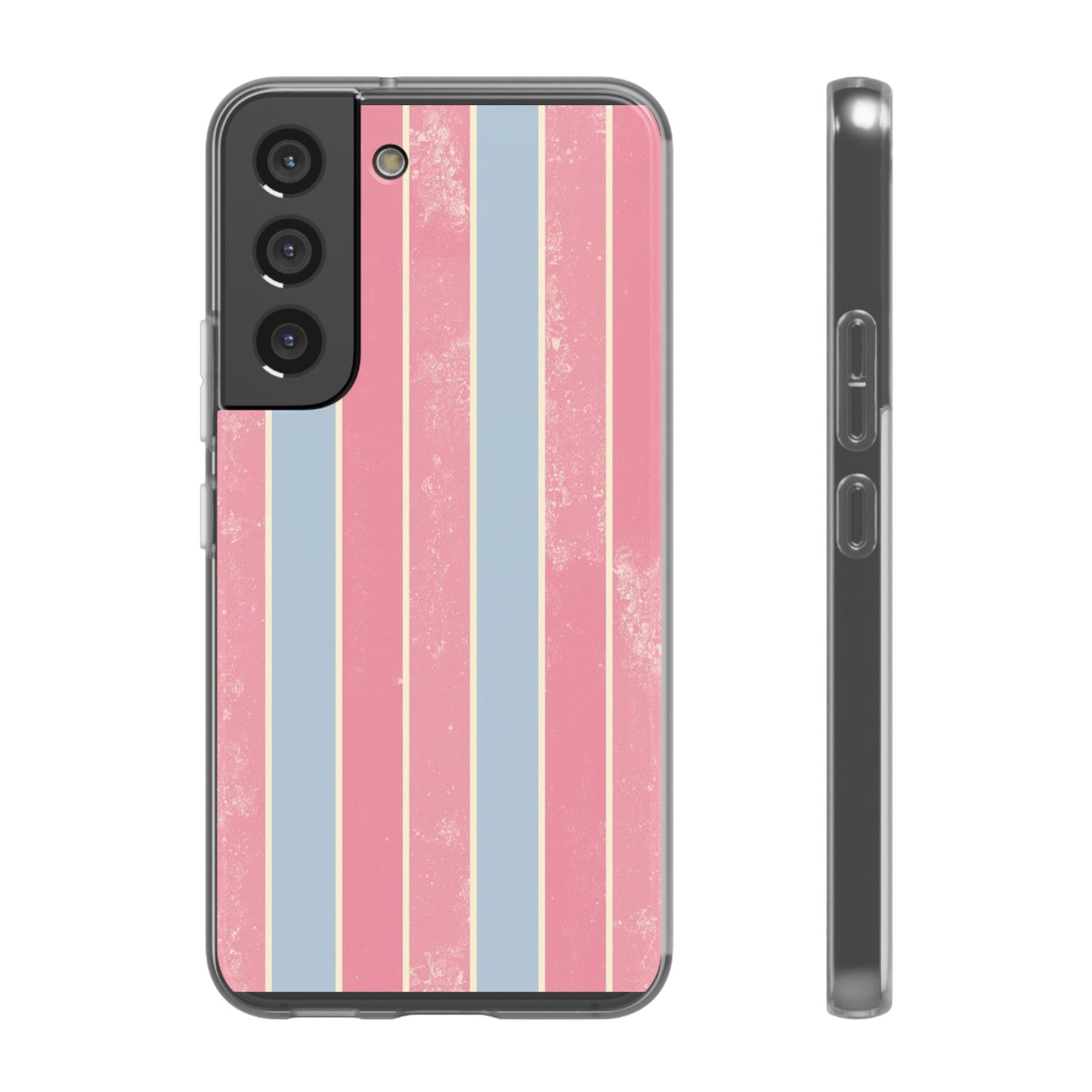 Striped Pink & Blue Phone Case — Retro Pastel Flexi Case