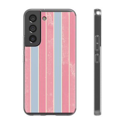 Striped Pink & Blue Phone Case — Retro Pastel Flexi Case