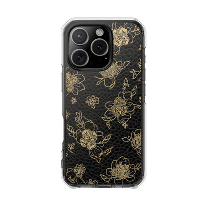 Clear Magnetic Impact Phone Case — Gold Floral Overlay