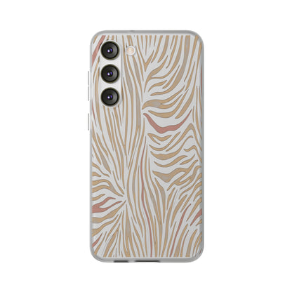 Neutral Zebra Print Flexi Case — Beige & Rose Gold Animal Pattern Phone Cover