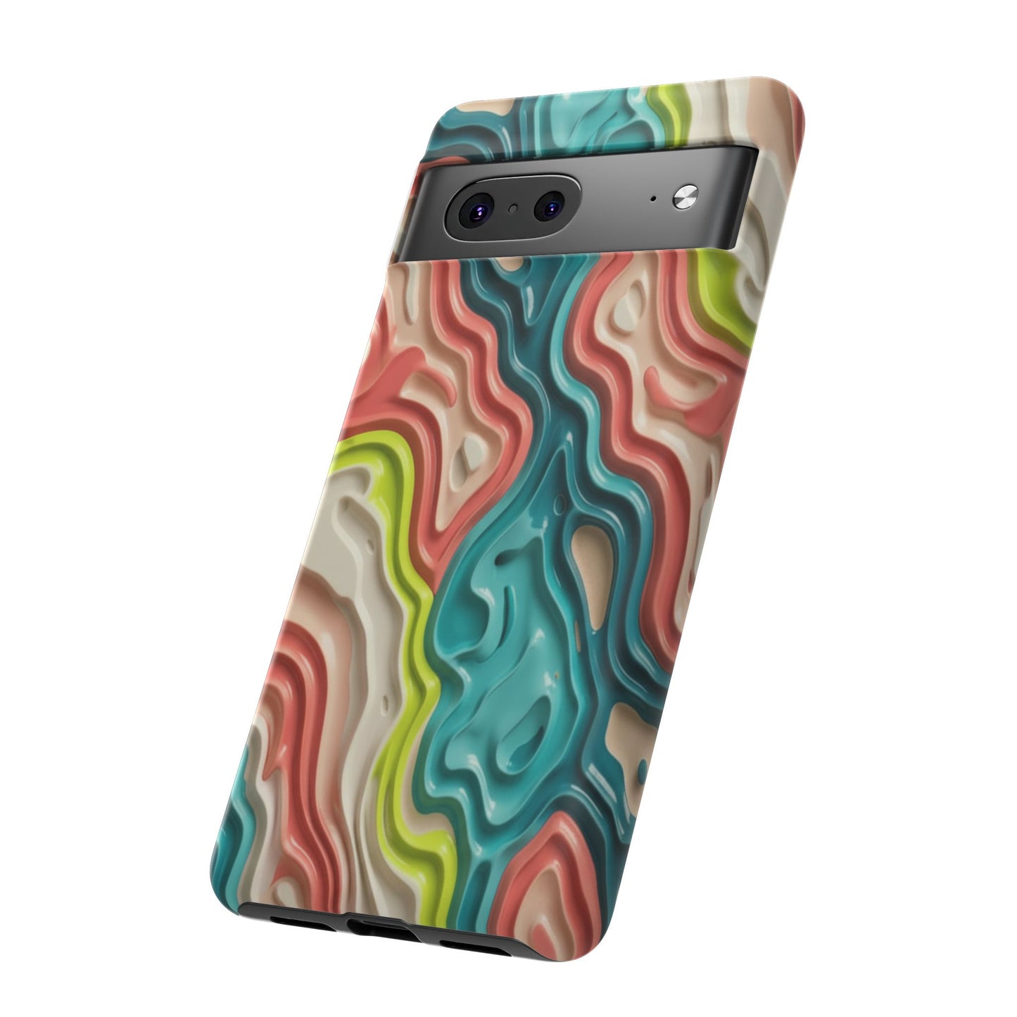 Abstract Contour Phone Case — Colorful Topographic Pattern Tough Case