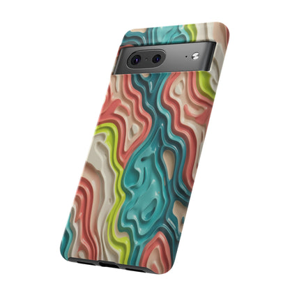 Abstract Contour Phone Case — Colorful Topographic Pattern Tough Case
