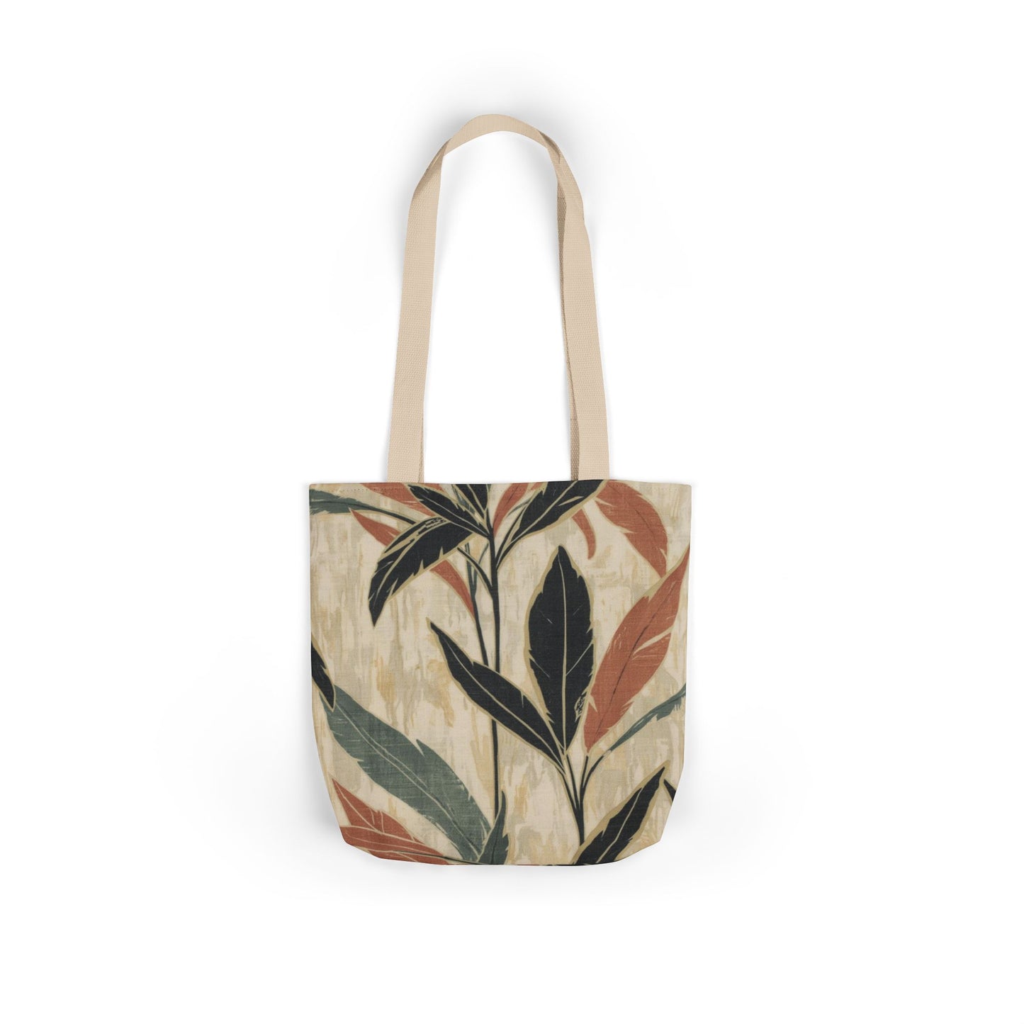 Botanical Canvas Tote Bag — Earth Tones Leaf Print
