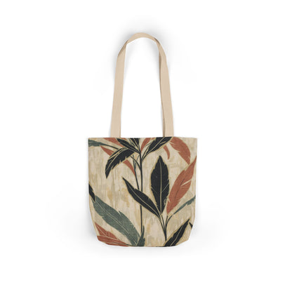 Botanical Canvas Tote Bag — Earth Tones Leaf Print