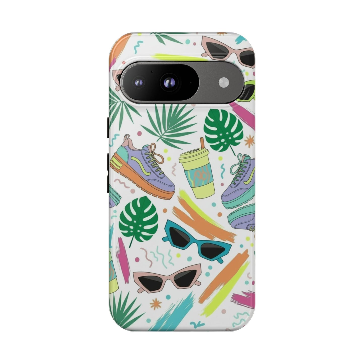 Tough Cases — Colorful Retro Sneakers & Sunglasses Phone Case