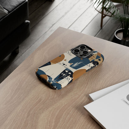 Cat Pattern Phone Case – Retro Abstract Cats Protective iPhone Cover