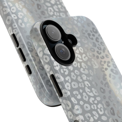 Grey Leopard Print Tough Phone Case — Durable Protective iPhone Cover