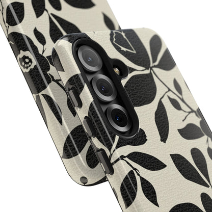 Tough Phone Case — Black Floral Silhouette Protective Cover
