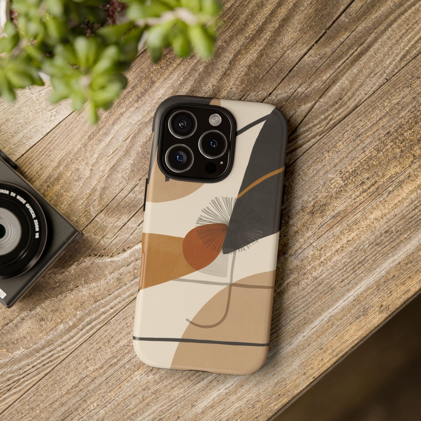 Abstract Earth Tone Phone Case — Mid-Century Minimalist Tough Case