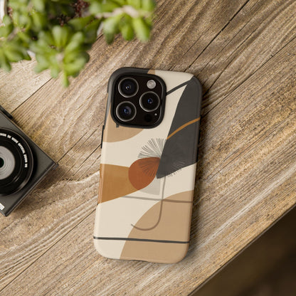 Abstract Earth Tone Phone Case — Mid-Century Minimalist Tough Case