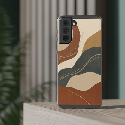 Abstract Earth Tone Phone Case — Boho Wavy Flexi Case