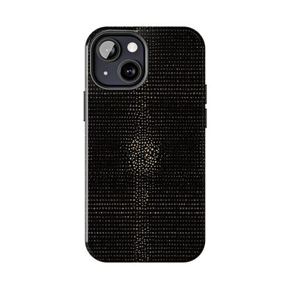 Tough Phone Case — Black Textured Metallic Dot Shield