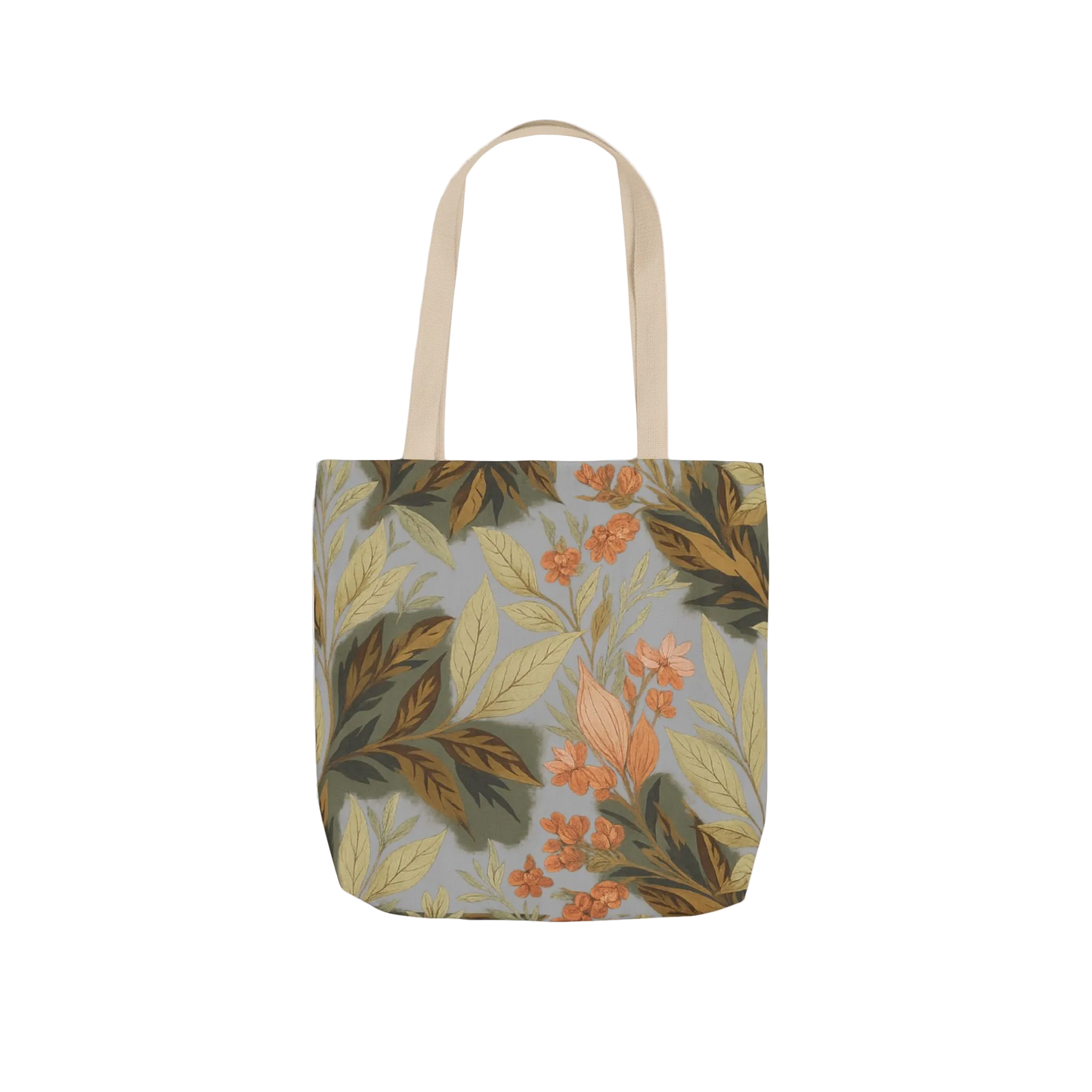 Floral Vintage Leaves Canvas Tote — Botanical Market Bag