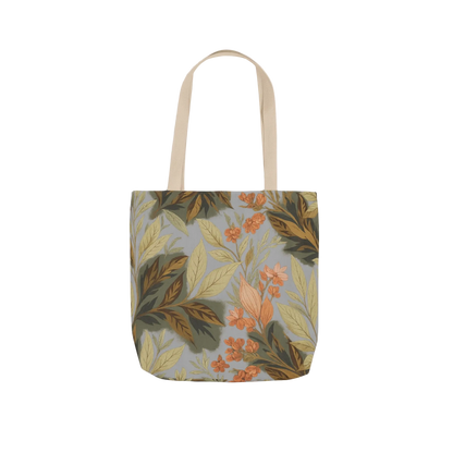 Floral Vintage Leaves Canvas Tote — Botanical Market Bag