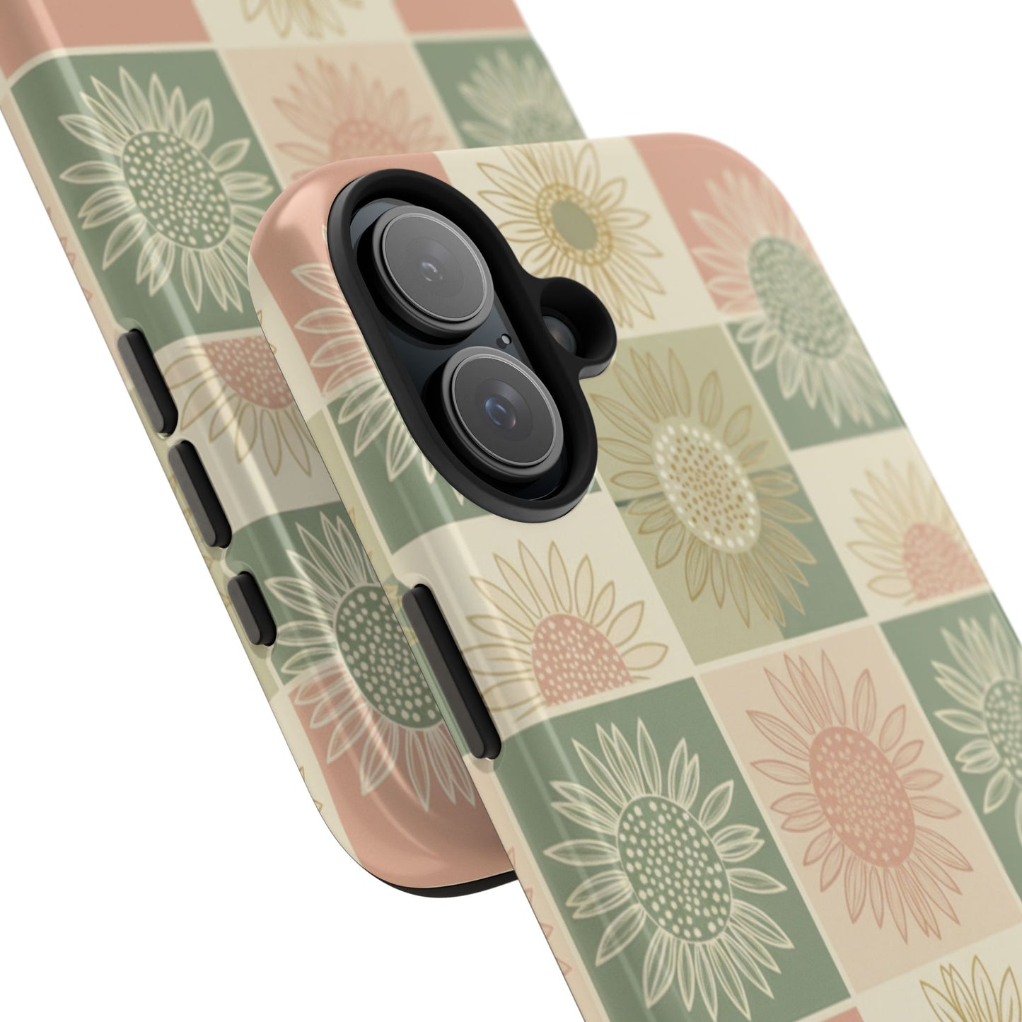 Copy of Copy of Copy of Sunflower Check iPhone Tough Phone Case — Retro Pastel Floral Protective Cover