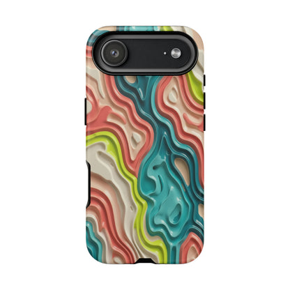Abstract Contour Phone Case — Colorful Topographic Pattern Tough Case