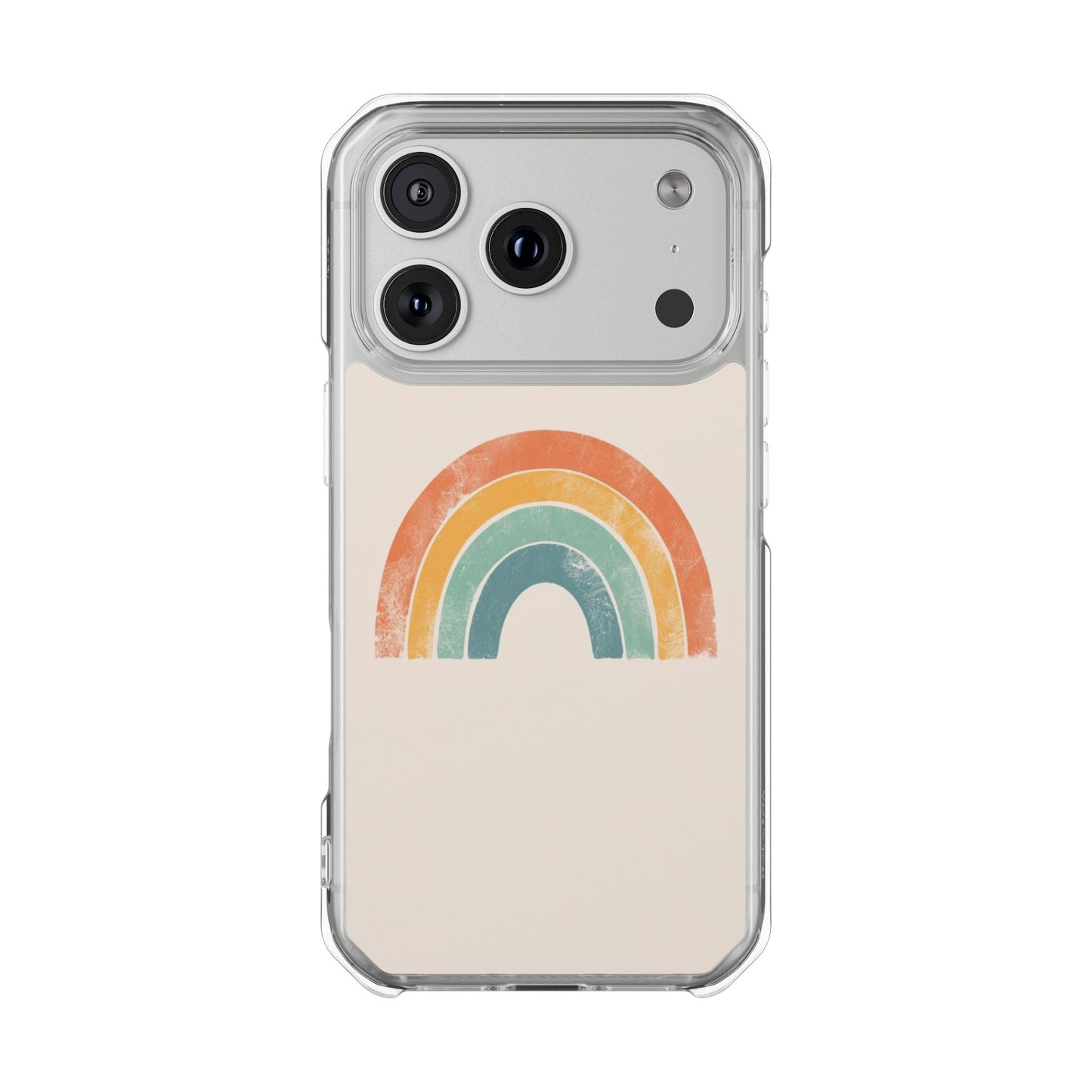 Clear Impact Phone Case — Pastel Boho Rainbow Design, Magnetic Compatible