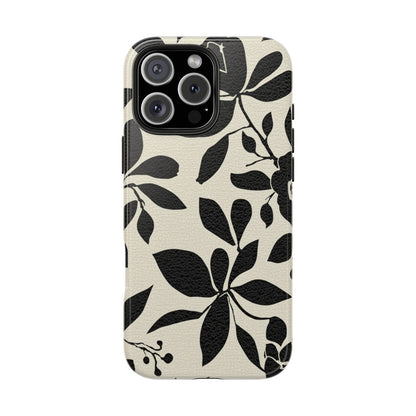 Tough Phone Case — Black Floral Silhouette Protective Cover