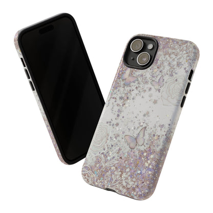 Butterfly Glitter Tough Phone Case — Floral Sparkle Protective Case