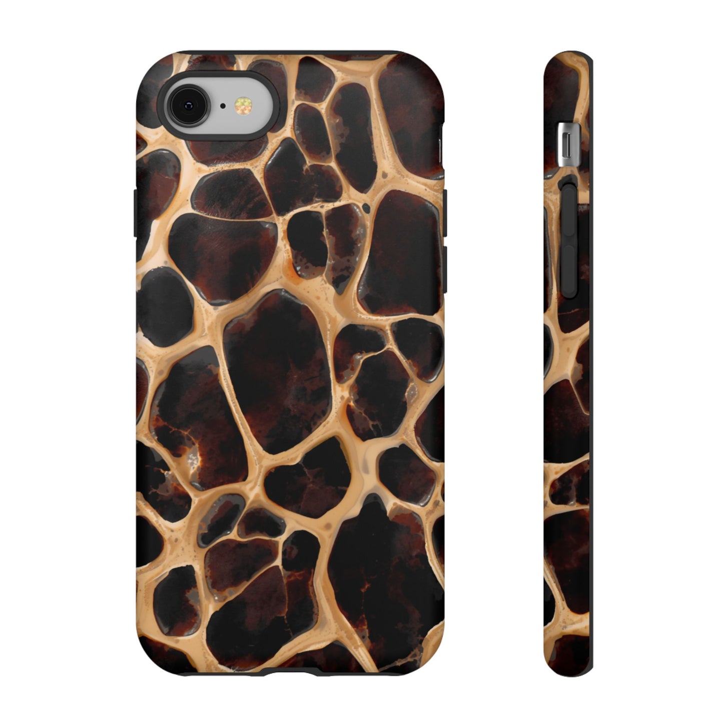Phone Case — Brown Leather Dot Texture Rugged Protective Cover
