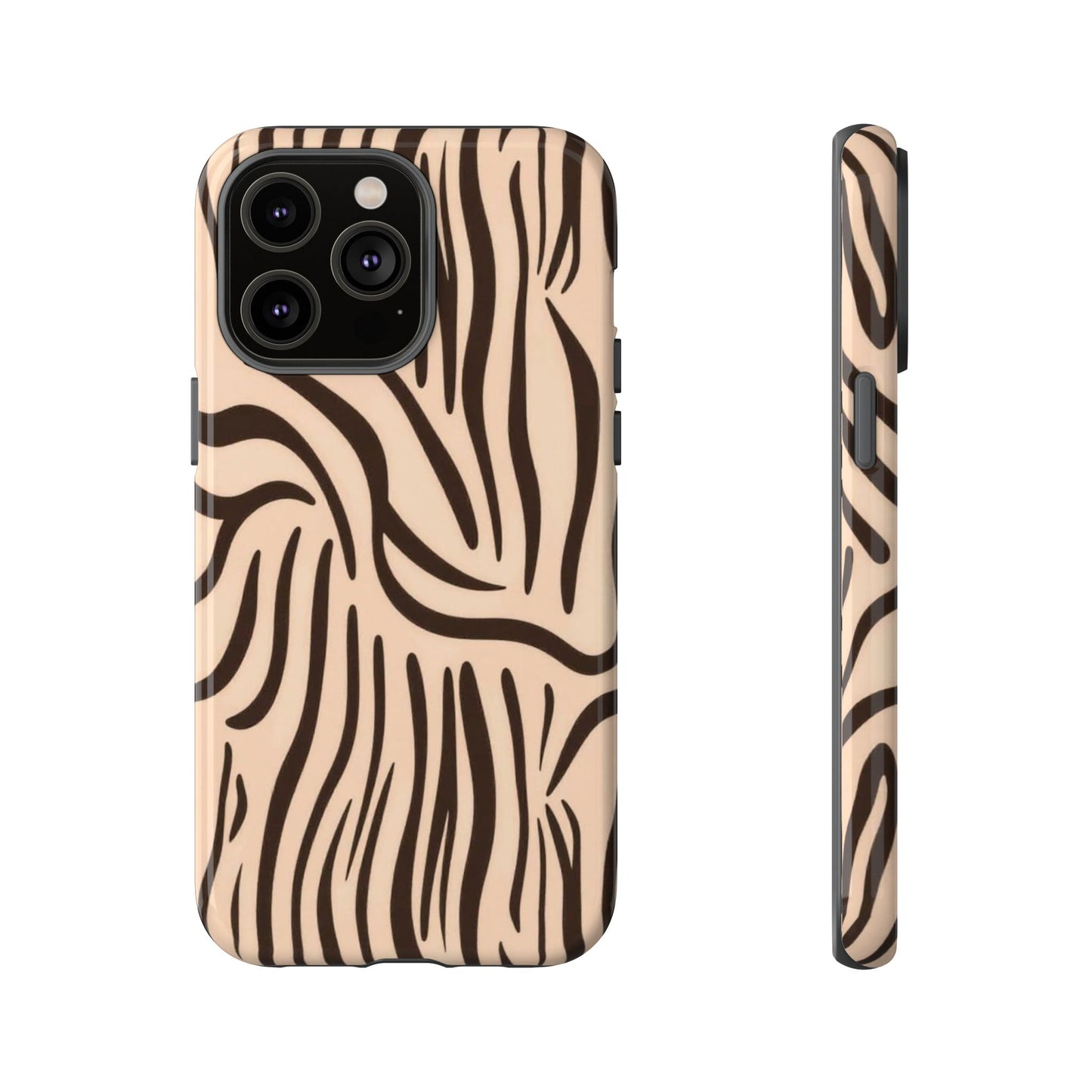 Zebra Stripe Tough Phone Case – Neutral Animal Print Protective Cover