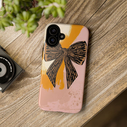 Bow Brushstroke Tough Phone Case — Pink & Mustard