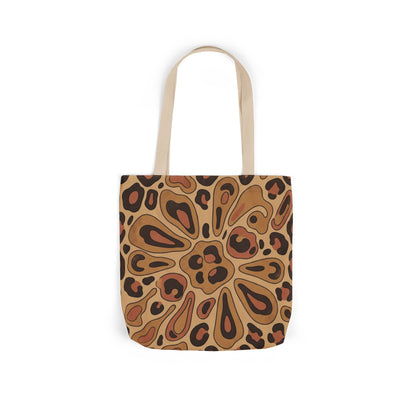 Leopard Mandala Canvas Tote — Brown Retro Animal Print Tote Bag