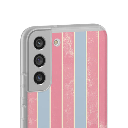 Striped Pink & Blue Phone Case — Retro Pastel Flexi Case