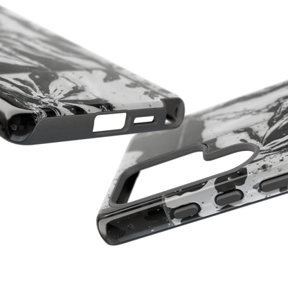 Monochrome Tile Floral Tough Phone Case