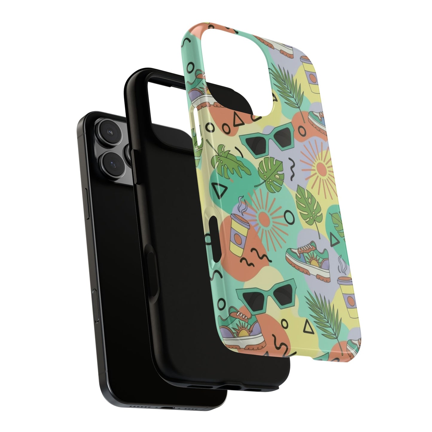 Tropical Summer Phone Case — Retro Sunglasses, Sneakers & Palm Pattern