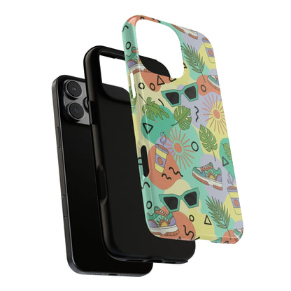 Tropical Summer Phone Case — Retro Sunglasses, Sneakers & Palm Pattern