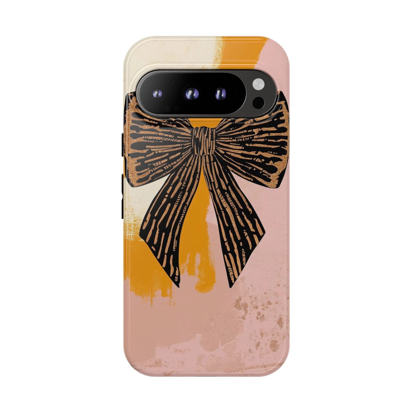 Bow Brushstroke Tough Phone Case — Pink & Mustard